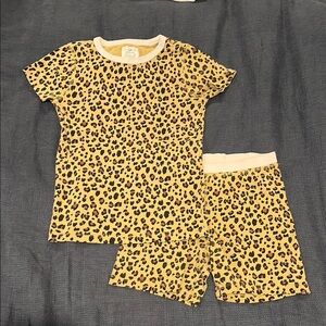 Crewcuts Yellow and Black Pajama Set with Leopard Print